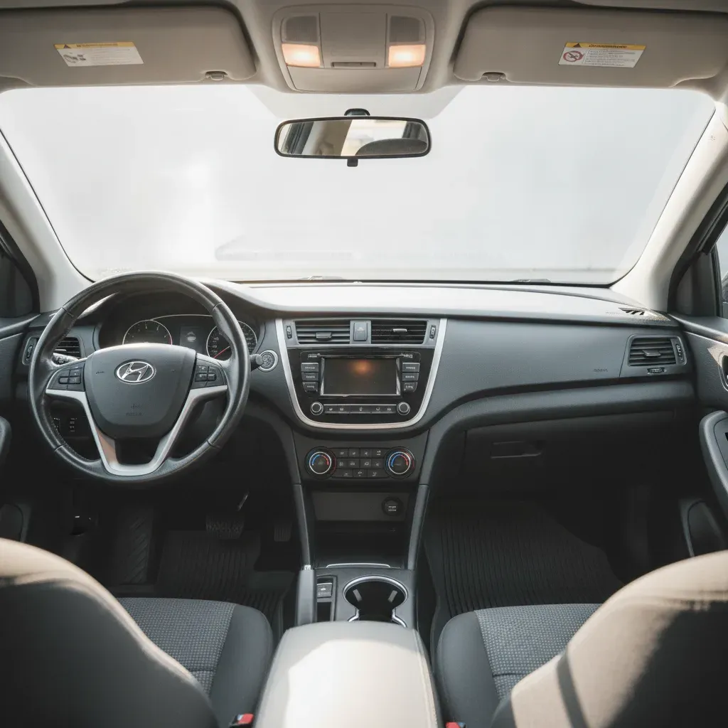 Clean car dashboard and floor mats after professional interior vacuuming in Irving
