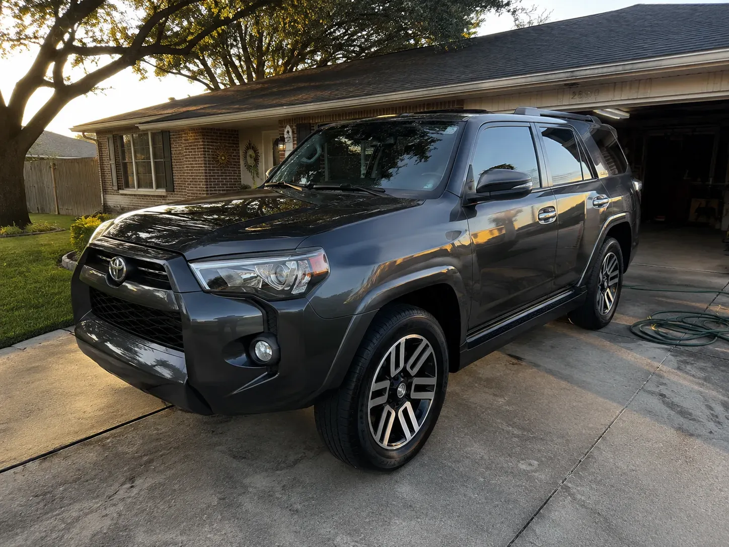 Freshly detailed SUV parked outside a Fort Worth home after service