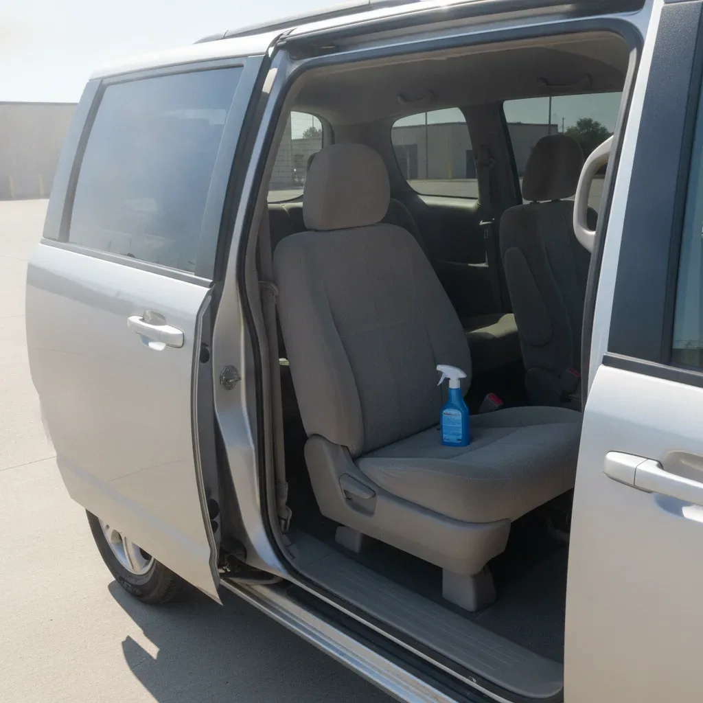 Minivan interior with light odor needing quick clean versus full removal in Irving
