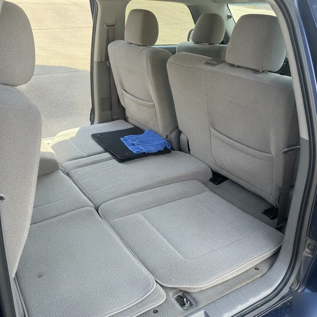 Clean SUV interior seats after steam cleaning service completed in Irving